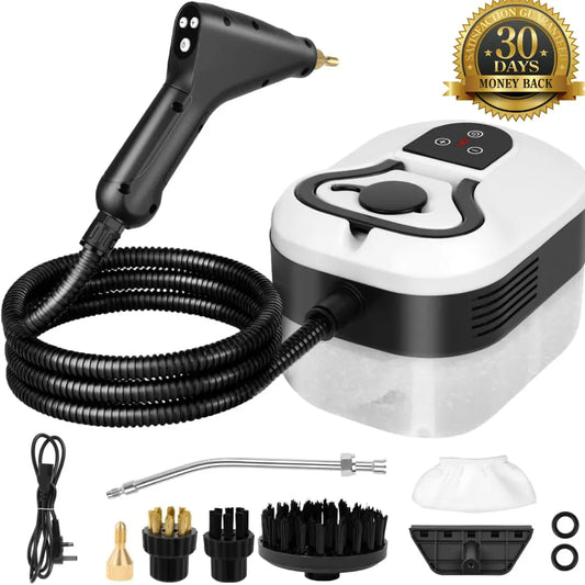 Fortixy Steam Cleaner, Handheld Steam Cleaning 2500W with 6 Speeds 4 Brush Heads, 3.5 Bar, 1200 ML Water Tank, for Cleaning Kitchen, B Year, Furniture, Car