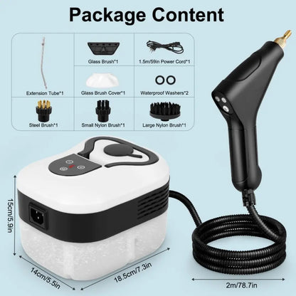 Fortixy Steam Cleaner, Handheld Steam Cleaning 2500W with 6 Speeds 4 Brush Heads, 3.5 Bar, 1200 ML Water Tank, for Cleaning Kitchen, B Year, Furniture, Car