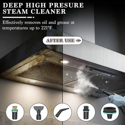 Fortixy Steam Cleaner, Handheld Steam Cleaning 2500W with 6 Speeds 4 Brush Heads, 3.5 Bar, 1200 ML Water Tank, for Cleaning Kitchen, B Year, Furniture, Car