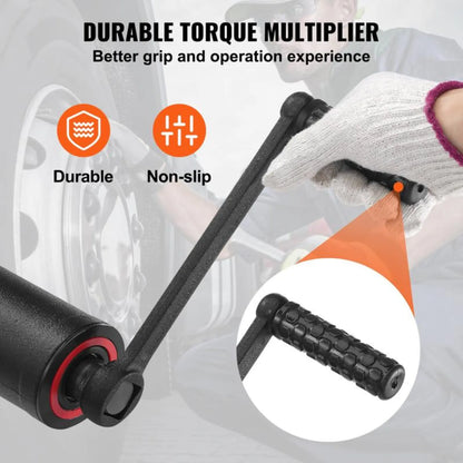 FORTIXY Torque Multiplier Torque Wrench 25.4mm Ratio 1:58 Force Multiplier with 8 Sockets Alloy Steel Torque Multiplier Box for Removing Wheel Nuts, Garage